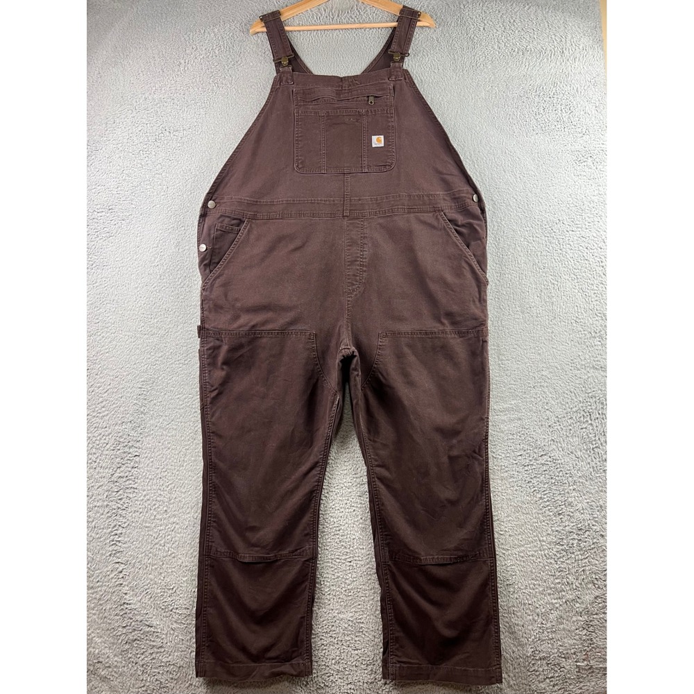 Carhartt Womens XXL Short Loose Fit Canvas Bib Overalls Brown OR2438-W